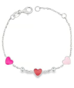 Zilveren kinderarmband met Hartjes 13-15CM