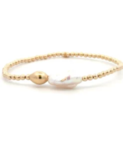 Pscallme - Pearl oval gold coloured 17 CM