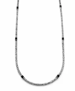 Vierkante KoningsKetting Zilver & Onyx - 2.0mm breed