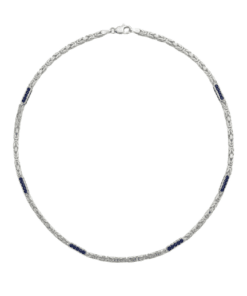 Vierkante KoningsKetting Zilver & Saffier - 3.6mm breed