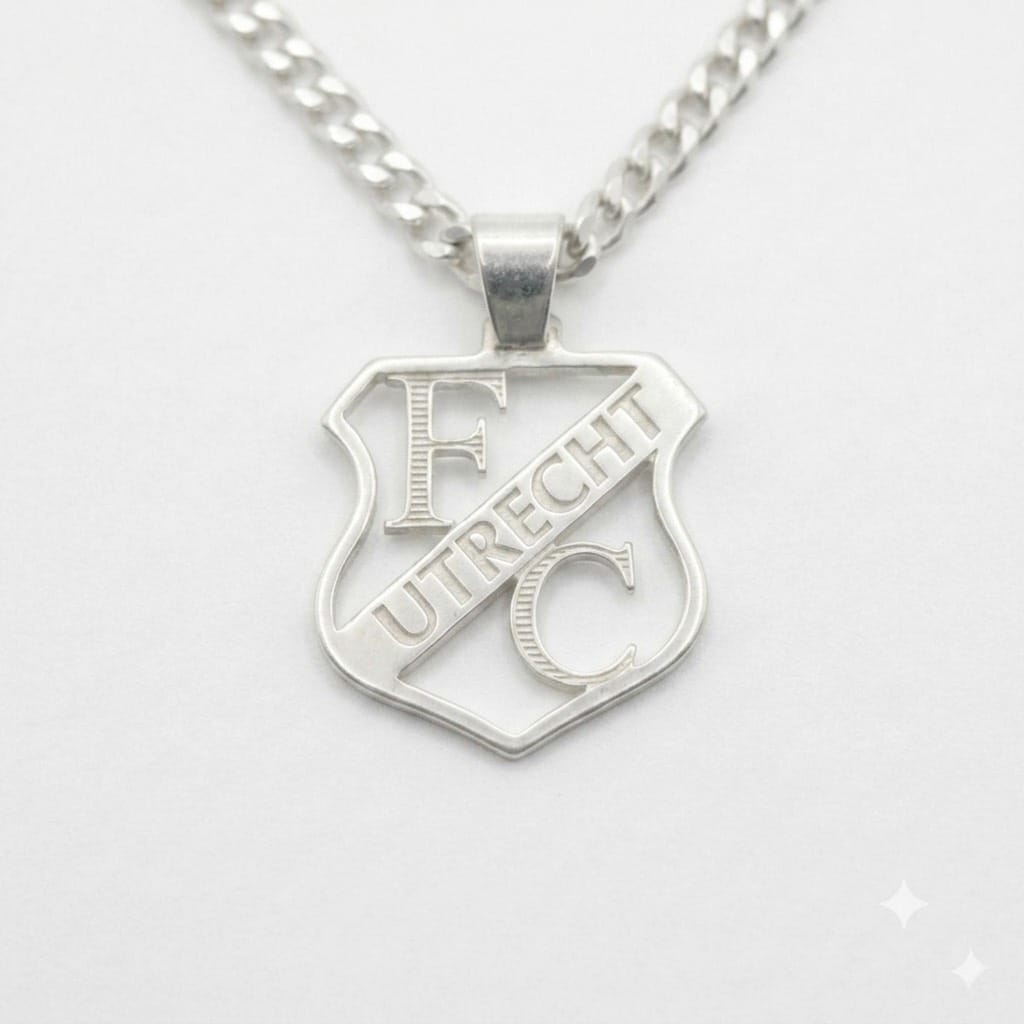 FC Utrecht Hanger & Gourmet Ketting Set Zilver XL